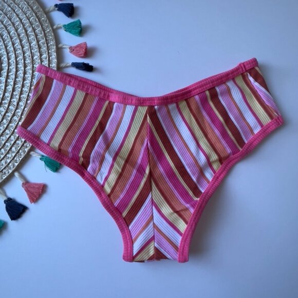 Victoria's Secret PINK Cotton Ribbed Cheekster Panty Pink Stripe Small NEW - Picture 5 of 5